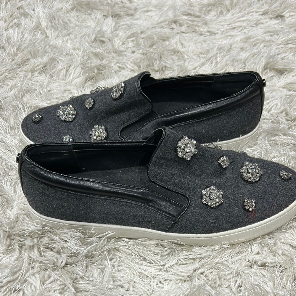 Michael Kors Black Grey and Silver Sneakers with Jeweled Clusters Size 10 / 41 - Picture 2 of 6